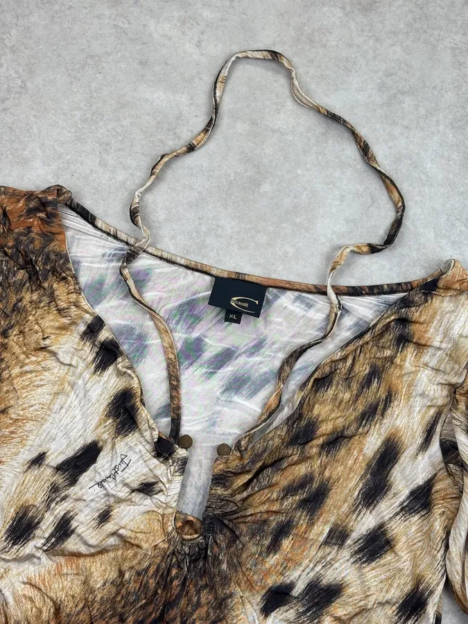 AW2007 Cavalli Brown Leopard Print Top T-Shirt dOZiNaY 4