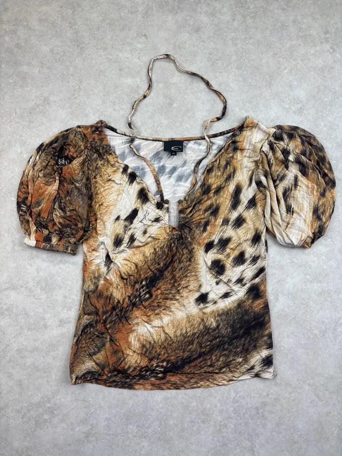 AW2007 Cavalli Brown Leopard Print Top T-Shirt dOZiNaY 3