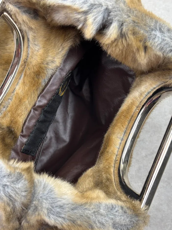 2000s Cavalli Brown Faux Fur Handle Bag IxGzXhi 9