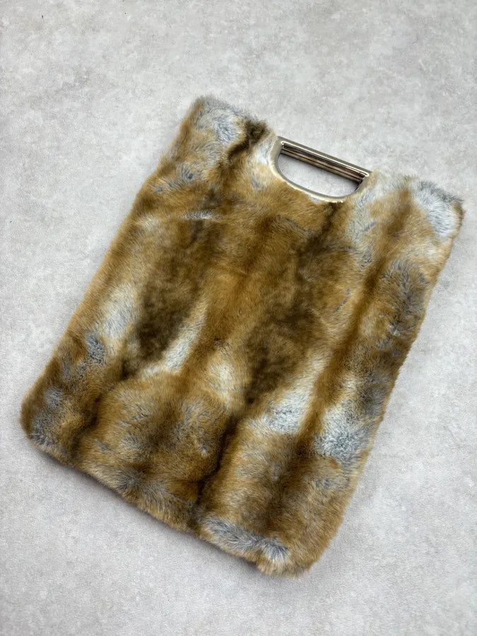 2000s Cavalli Brown Faux Fur Handle Bag IxGzXhi 3