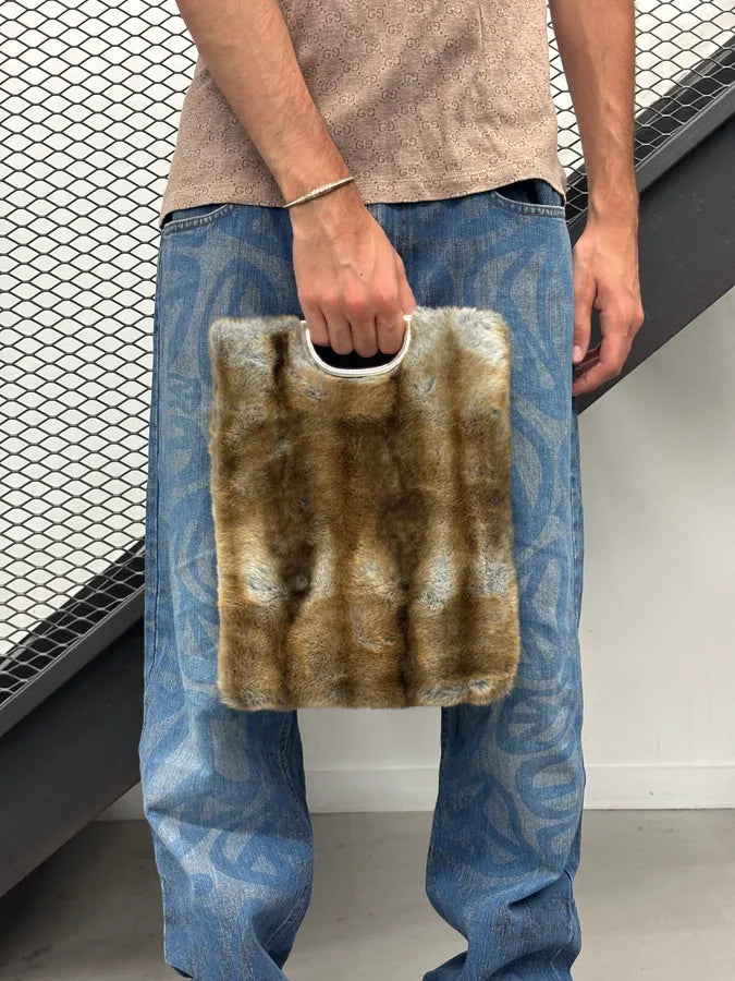 2000s Cavalli Brown Faux Fur Handle Bag IxGzXhi 2