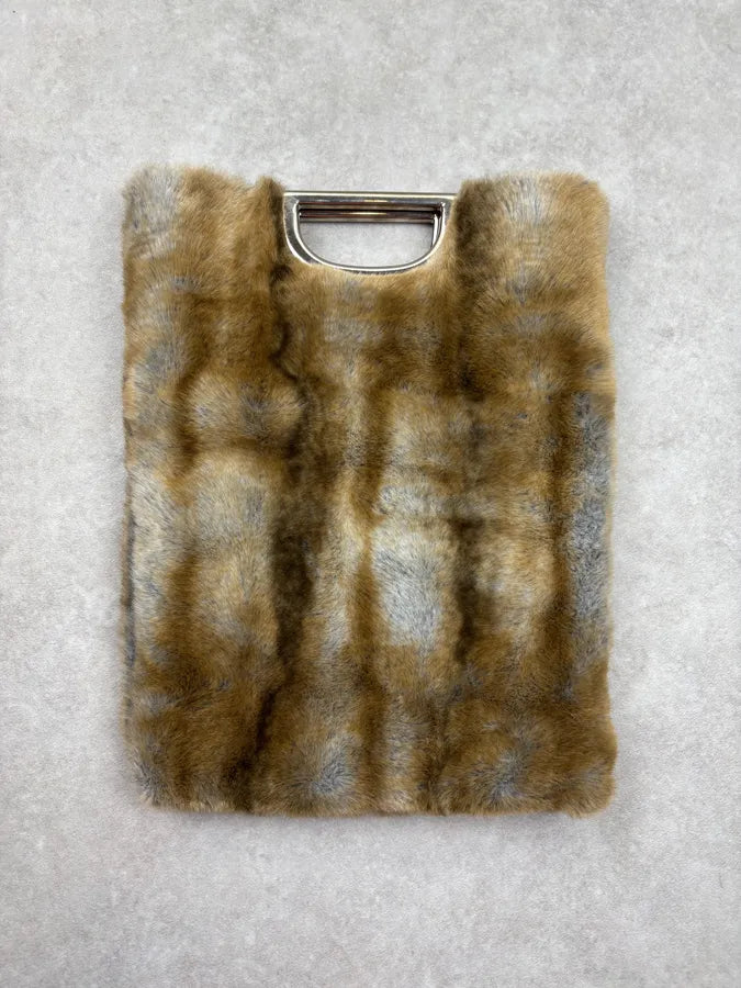 2000s Cavalli Brown Faux Fur Handle Bag IxGzXhi 4