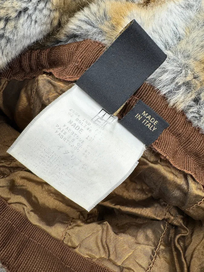 2000s Cavalli Brown Grey Faux Fur Russian Ushanka Hat dhTSAYE 7