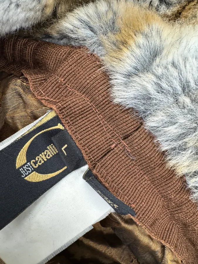 2000s Cavalli Brown Grey Faux Fur Russian Ushanka Hat dhTSAYE 6