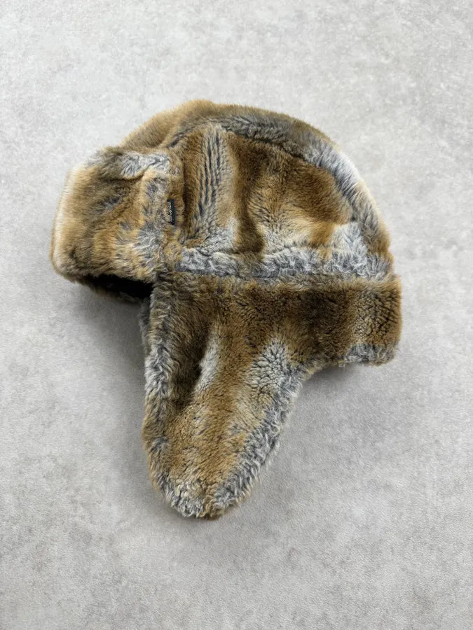 2000s Cavalli Brown Grey Faux Fur Russian Ushanka Hat dhTSAYE 5