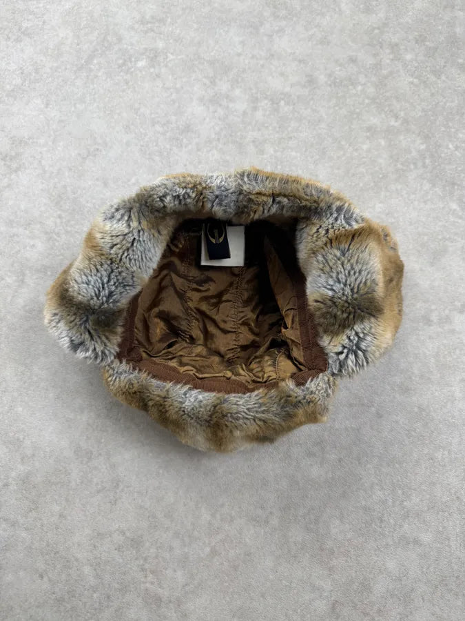 2000s Cavalli Brown Grey Faux Fur Russian Ushanka Hat dhTSAYE 9