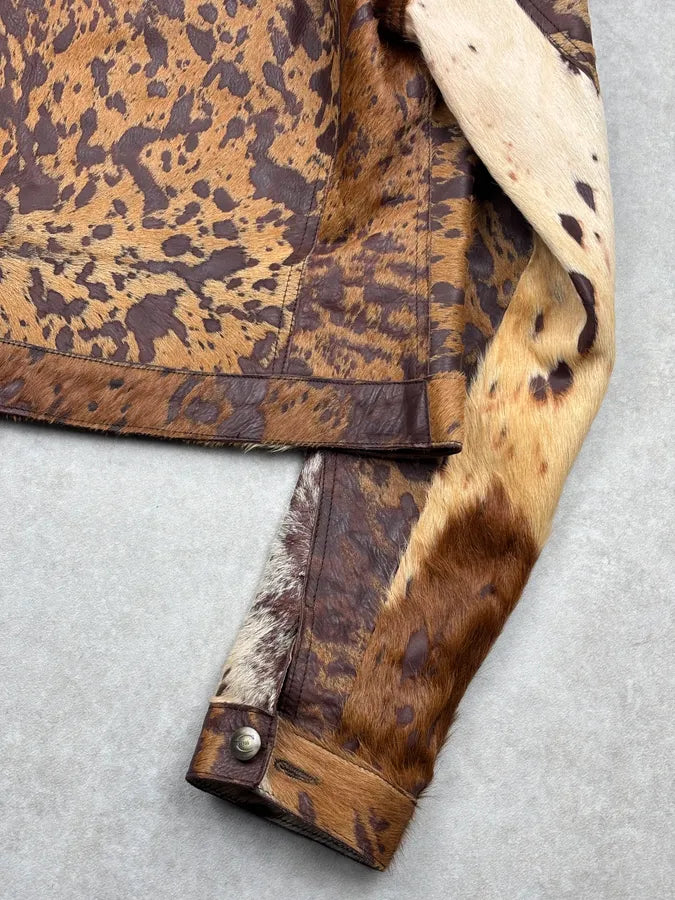 AW2004 Cavalli Brown Pony Hair Cowhide Leather Jacket mqLtfne 7