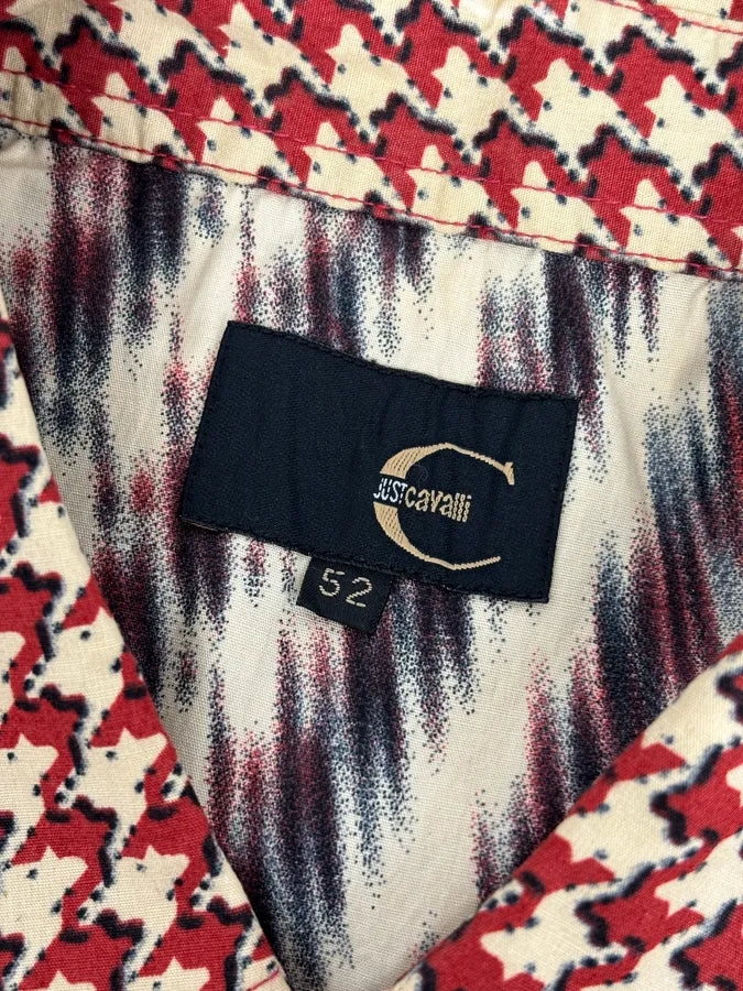 SS2001 Cavalli Red Burgundy Mixed Pattern Shirt hBXinwP 10