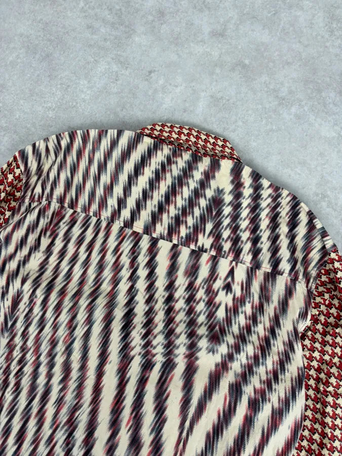 SS2001 Cavalli Red Burgundy Mixed Pattern Shirt hBXinwP 5