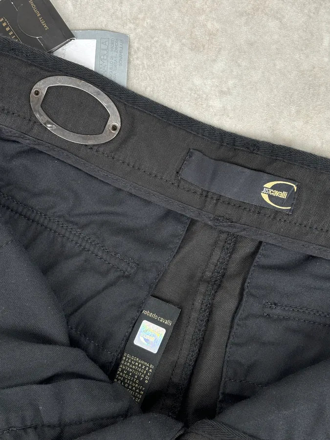 2000s Cavalli Black Avant-Garde Cargo Pants HyzRfDp 9