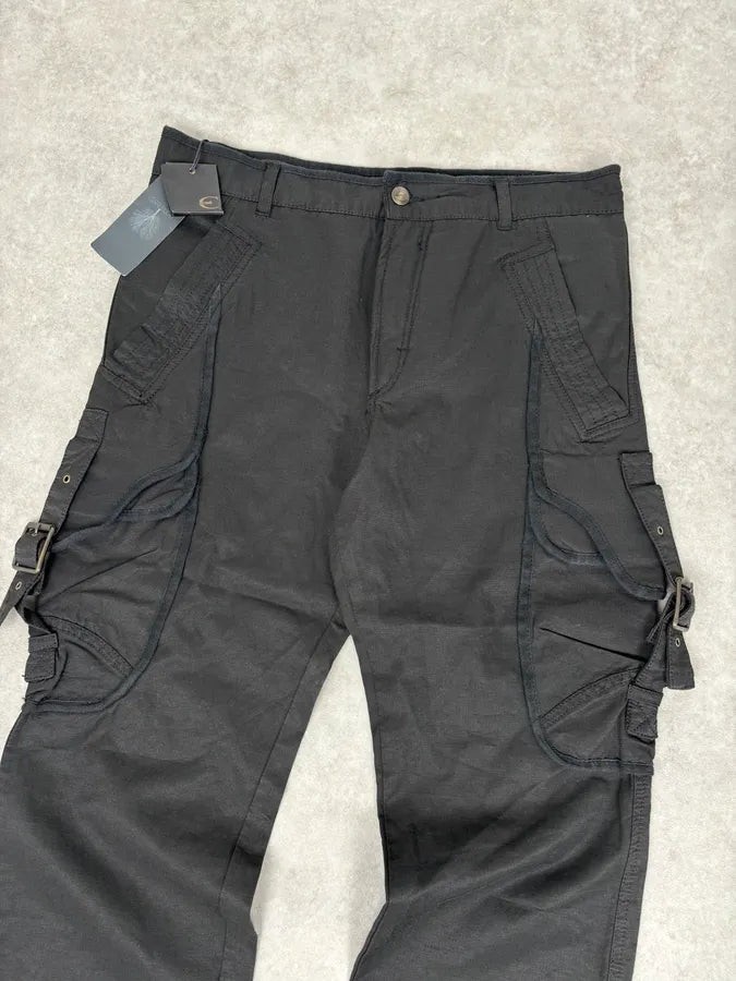 2000s Cavalli Black Avant-Garde Cargo Pants HyzRfDp 4