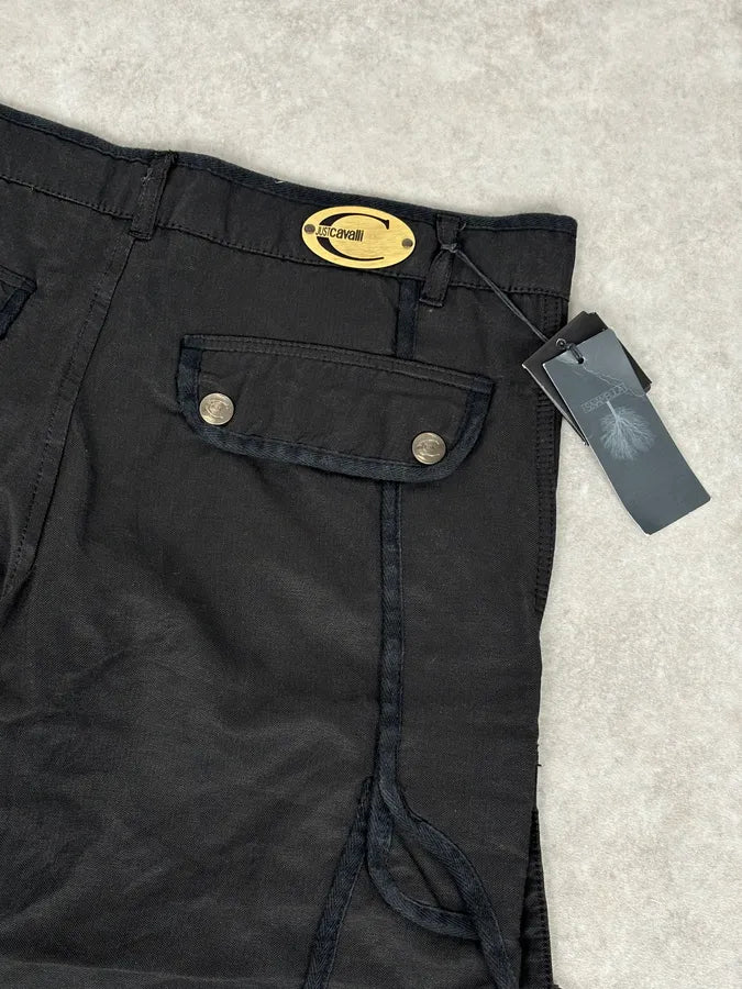 2000s Cavalli Black Avant-Garde Cargo Pants HyzRfDp 7