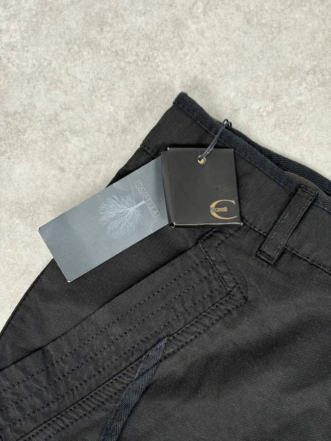2000s Cavalli Black Avant-Garde Cargo Pants HyzRfDp 10