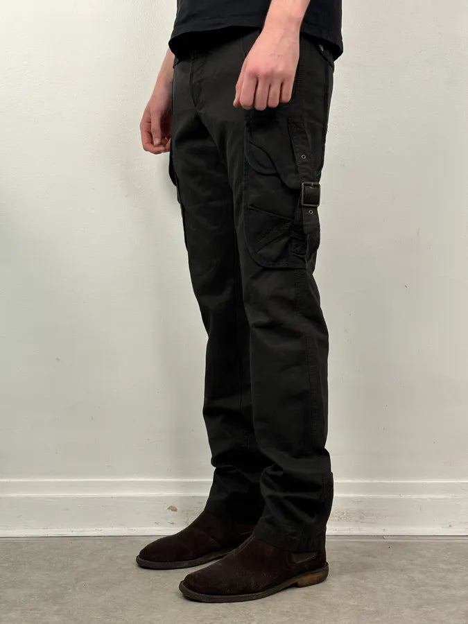 2000s Cavalli Black Avant-Garde Cargo Pants HyzRfDp 2