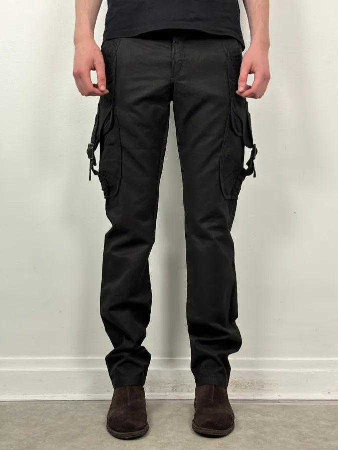 2000s Cavalli Black Avant-Garde Cargo Pants HyzRfDp 1