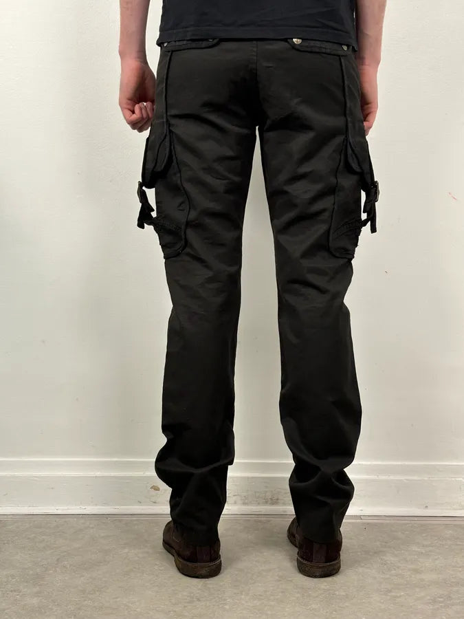 2000s Cavalli Black Avant-Garde Cargo Pants HyzRfDp 3