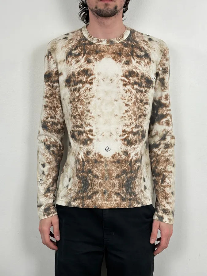 SS2004 Cavalli Cream Animal Print Longsleeve T-Shirt xGrTtke 1