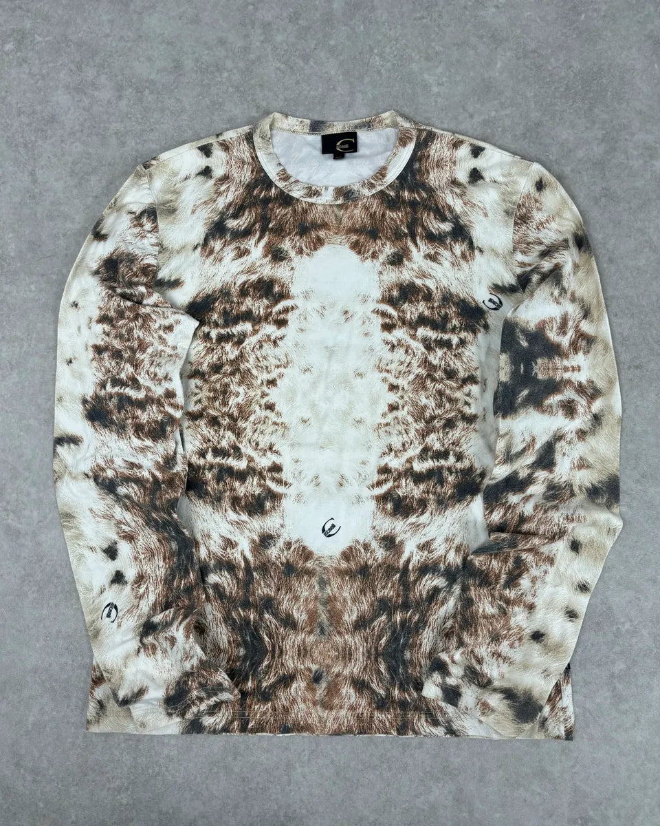 SS2004 Cavalli Cream Animal Print Longsleeve T-Shirt xGrTtke 0
