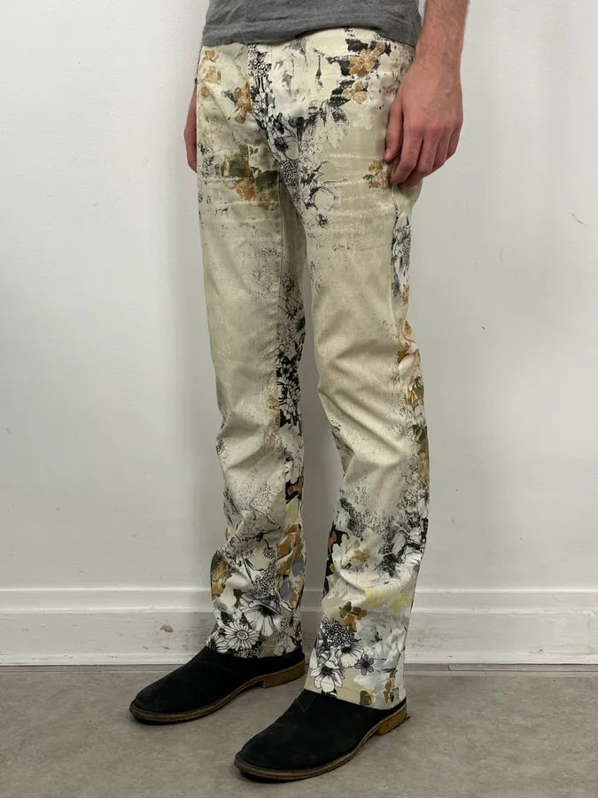 2000s Cavalli Cream Floral Fantasy Pants iMmgfZV 2