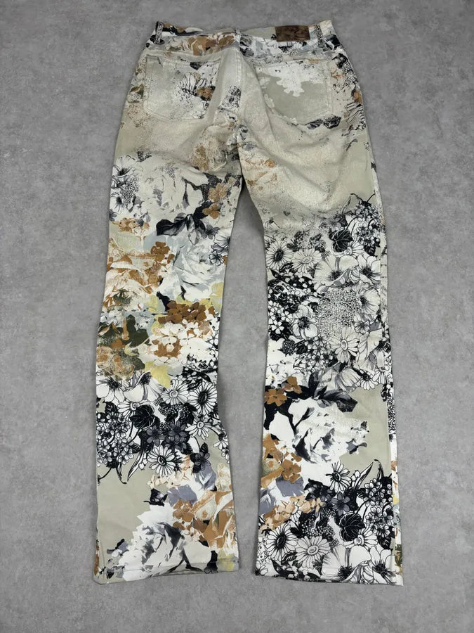 2000s Cavalli Cream Floral Fantasy Pants iMmgfZV 5