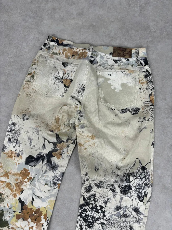 2000s Cavalli Cream Floral Fantasy Pants iMmgfZV 6