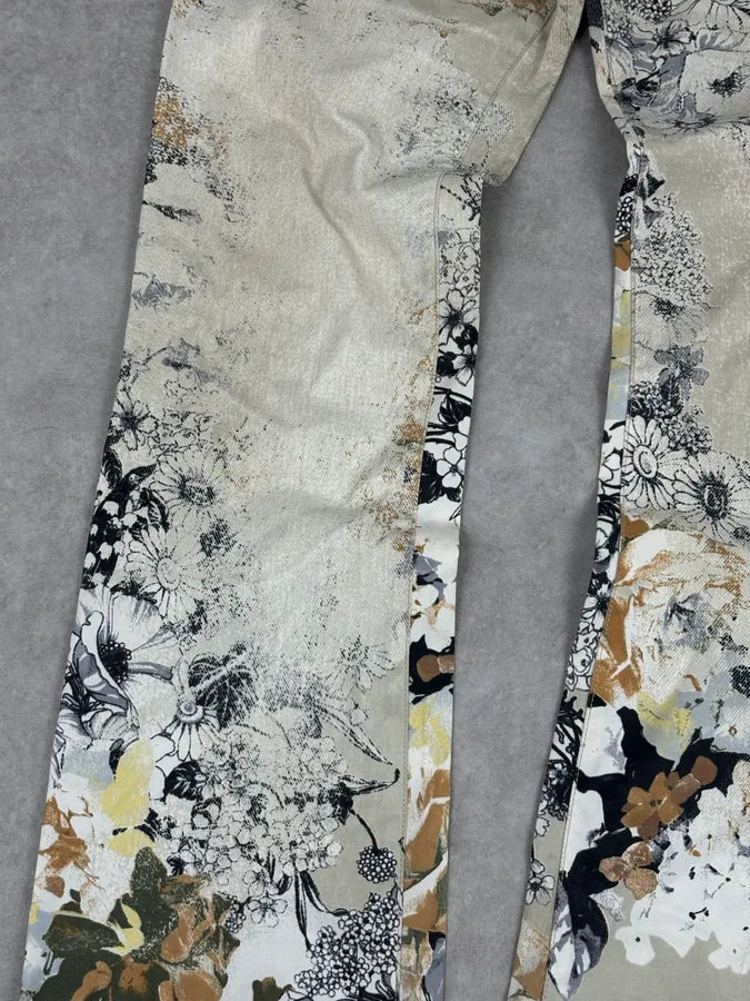 2000s Cavalli Cream Floral Fantasy Pants iMmgfZV 9