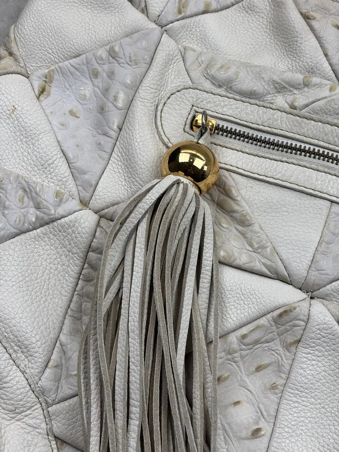 2000s Cavalli Cream Leather Patchwork Shoulder Bag QRvxvcR 6