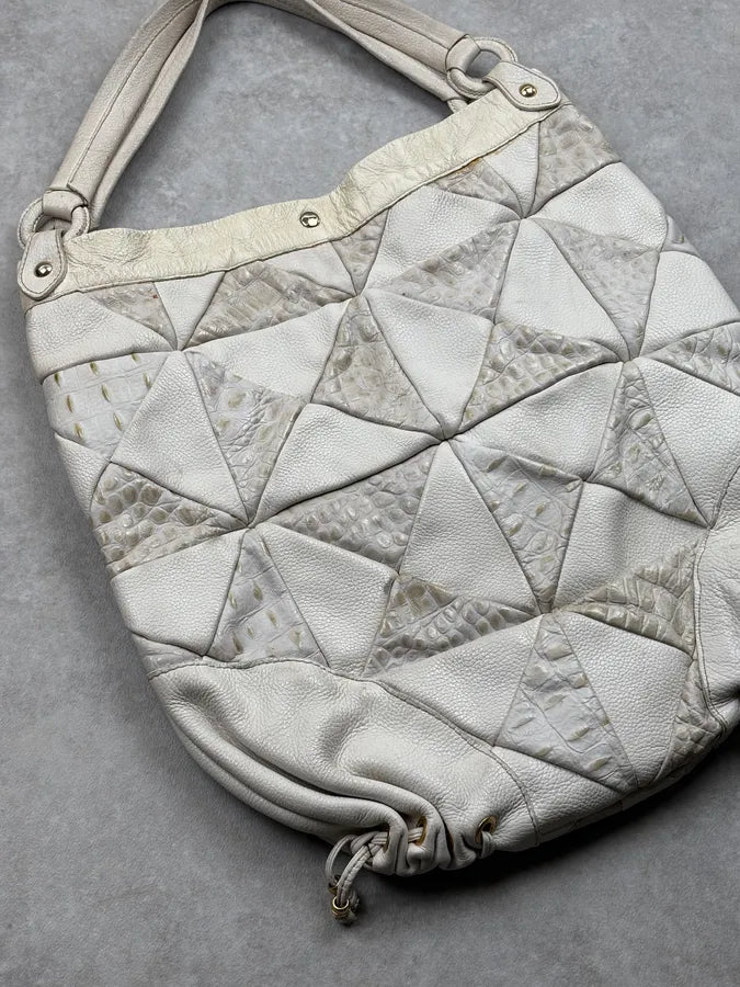 2000s Cavalli Cream Leather Patchwork Shoulder Bag QRvxvcR 11