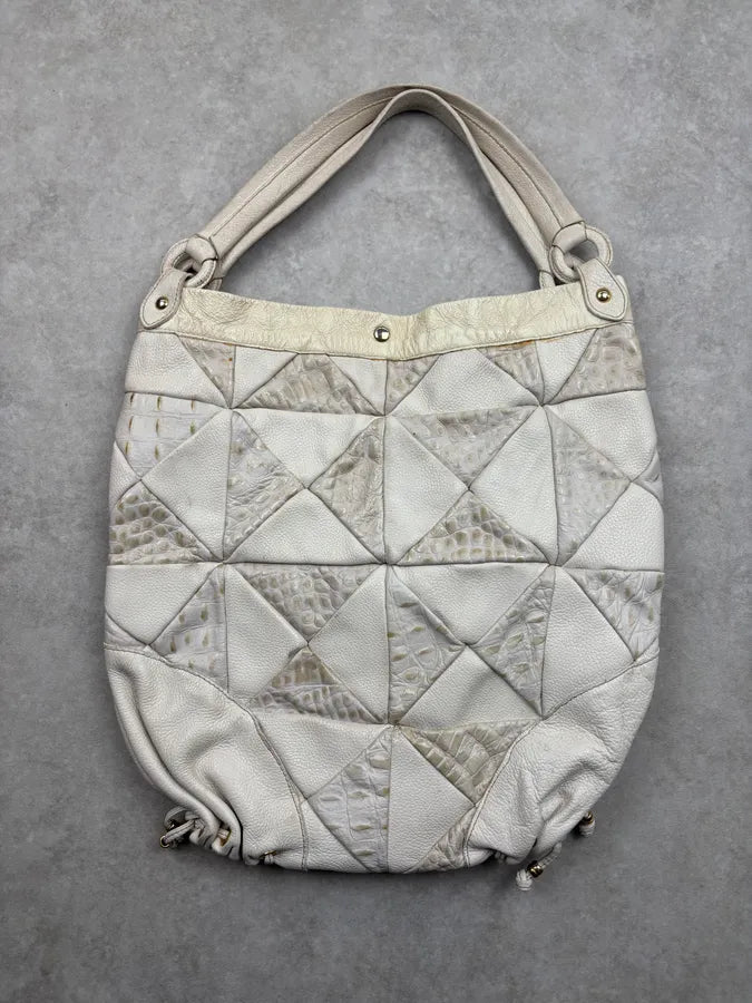 2000s Cavalli Cream Leather Patchwork Shoulder Bag QRvxvcR 9