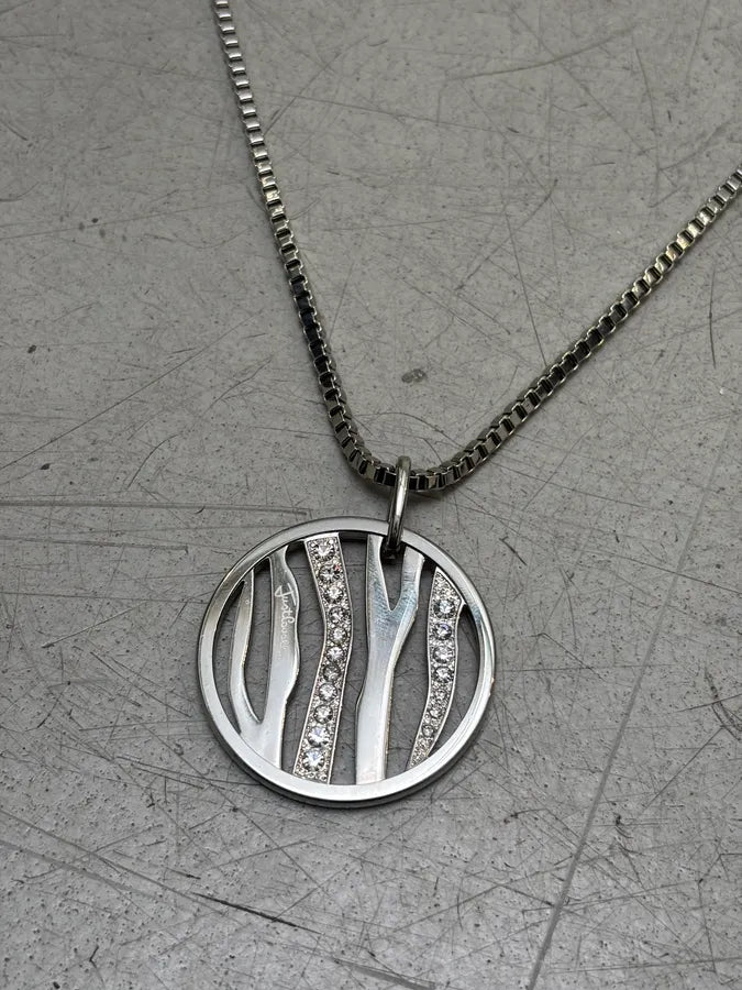 2010s Cavalli Strass Logo Circle Pendant Necklace kHwHjQX 3