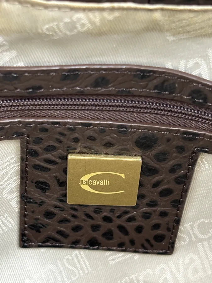 AW2007 Cavalli Dark Brown Crocodile Embossed Leather Handle Bag tPYIeTQ 12
