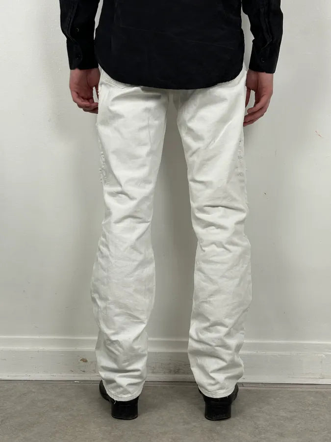 SS2004 Cavalli Distressed White Denim Jeans HZaQYOB 3