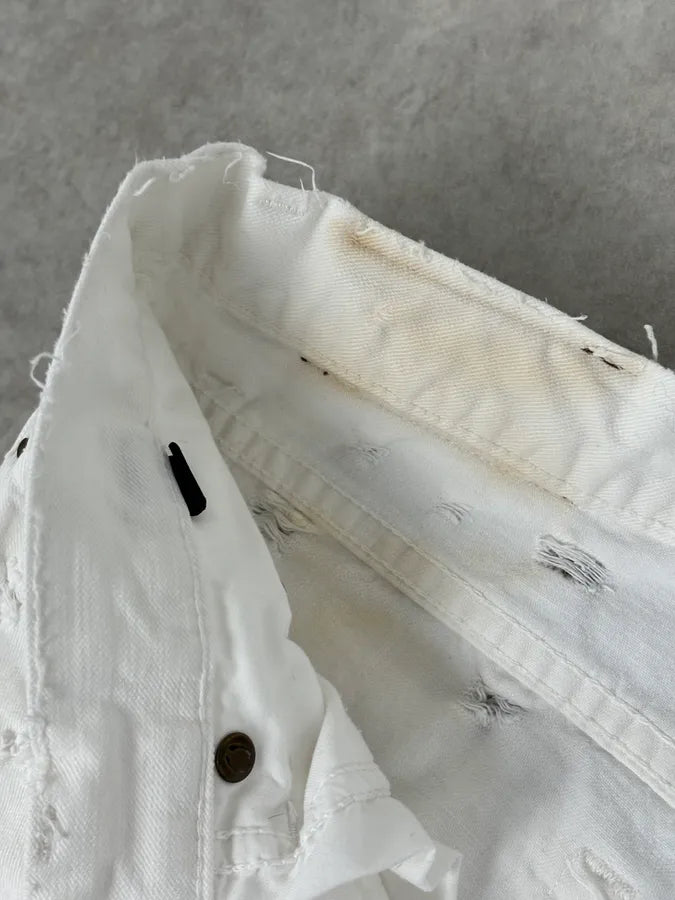 SS2004 Cavalli Distressed White Denim Jeans HZaQYOB 10
