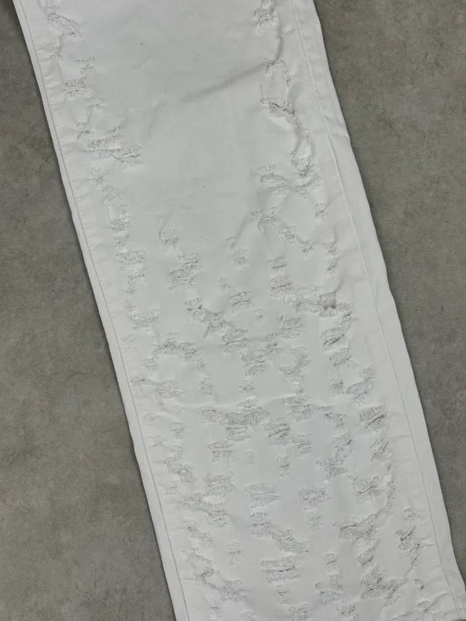 SS2004 Cavalli Distressed White Denim Jeans HZaQYOB 9