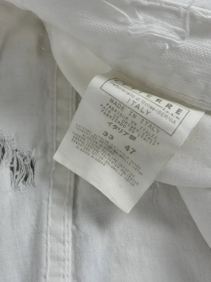 SS2004 Cavalli Distressed White Denim Jeans HZaQYOB 11