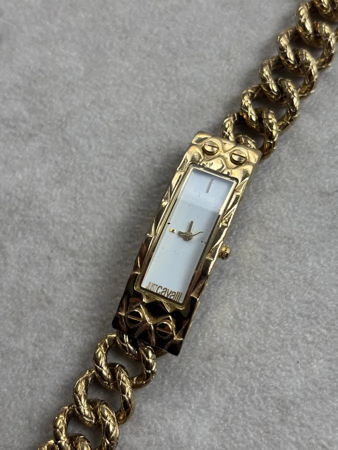 2010s Cavalli Gold Metal Curb Chain Watch puRTqYF 5