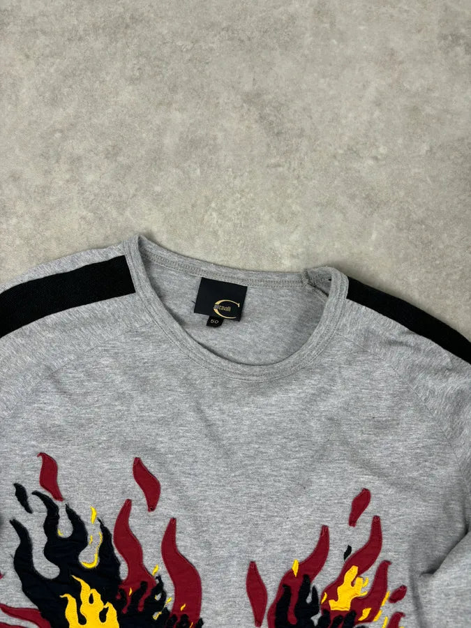 AW2004 Cavalli Grey Flames Embroidered Longsleeve sTXmbRL 3