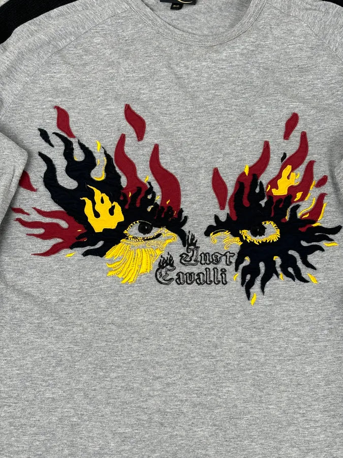 AW2004 Cavalli Grey Flames Embroidered Longsleeve sTXmbRL 6