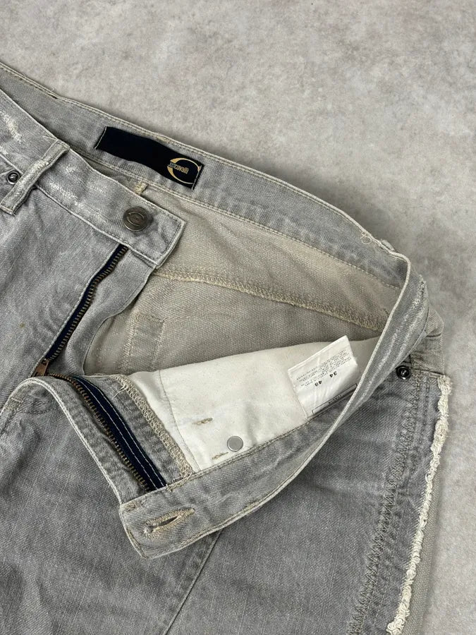 AW2004 Cavalli Grey Two Tone Denim Jeans PFQksqI 11