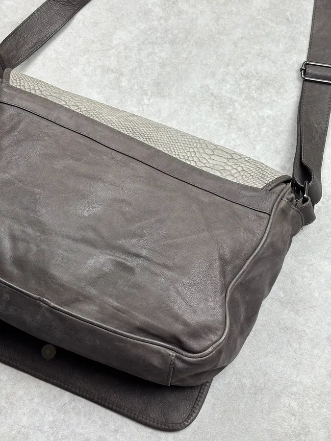 2010s Cavalli Grey Leather Python Embossed Messenger Bag kbLKBwa 9