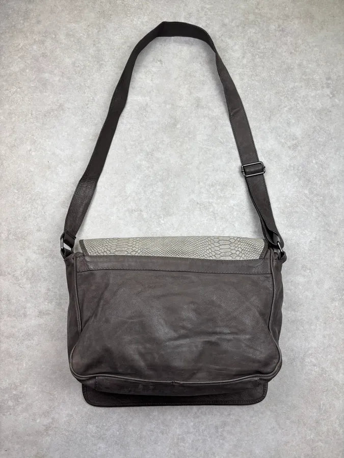 2010s Cavalli Grey Leather Python Embossed Messenger Bag kbLKBwa 10