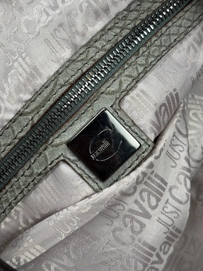 2010s Cavalli Grey Leather Python Embossed Messenger Bag kbLKBwa 16