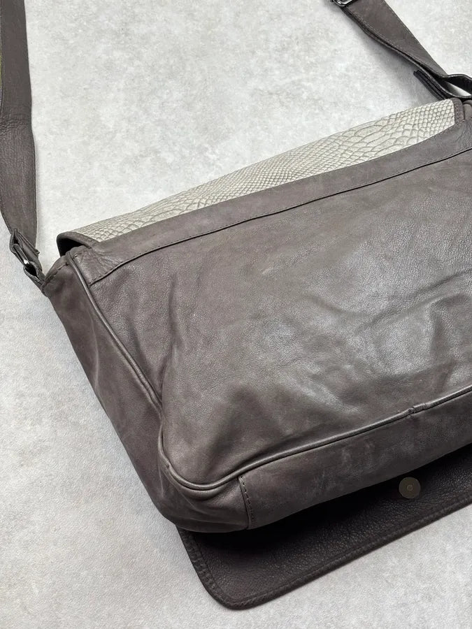 2010s Cavalli Grey Leather Python Embossed Messenger Bag kbLKBwa 11