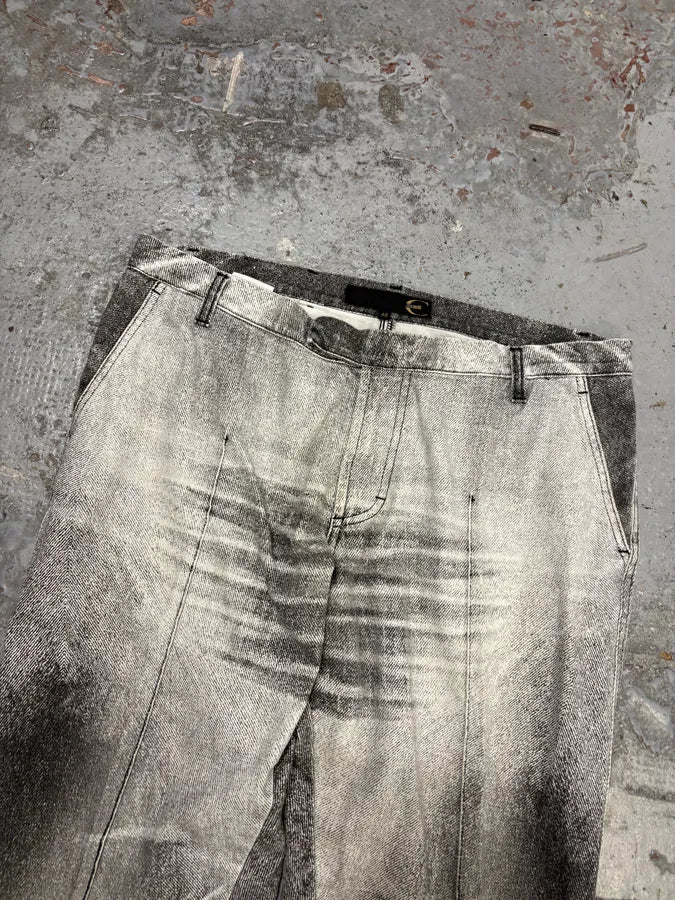 AW2004 Cavalli Grey White Denim Cargo Flared Jeans AgtobYX 4