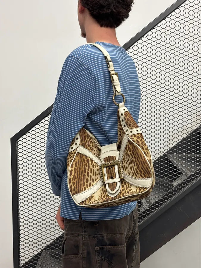 2000s Cavalli Leopard Buckle Handle Bag rvViQwU 2