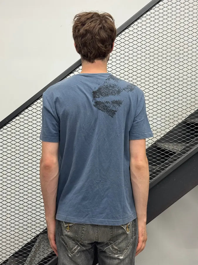 SS2004 Cavalli Light Blue Abstract DNA Print T-Shirt YmyeAER 1