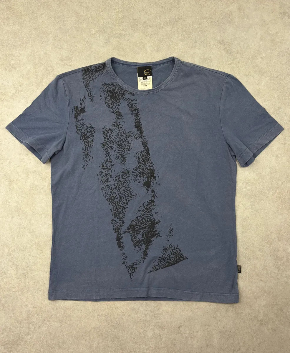 SS2004 Cavalli Light Blue Abstract DNA Print T-Shirt YmyeAER 2