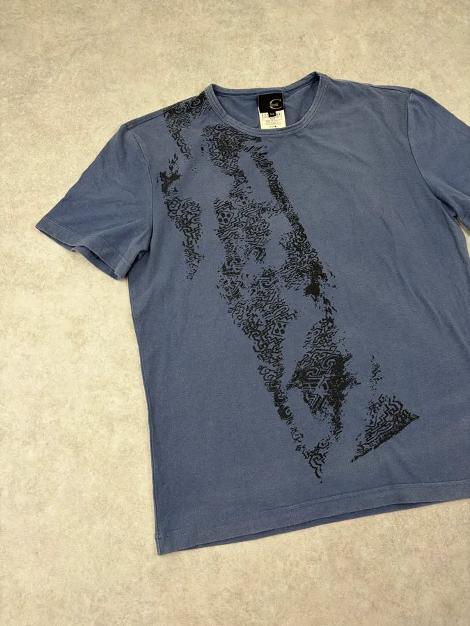 SS2004 Cavalli Light Blue Abstract DNA Print T-Shirt YmyeAER 3