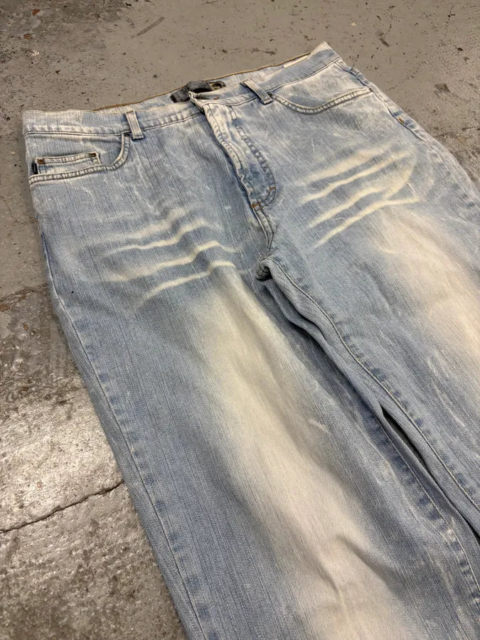 2000s Cavalli Light Blue Denim Distressed Jeans bSAuBCV 7