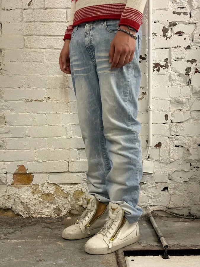 2000s Cavalli Light Blue Denim Distressed Jeans bSAuBCV 3